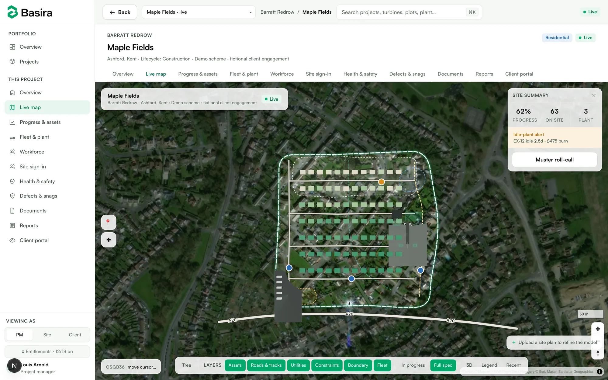 Basira's live map running the Maple Fields housing demo